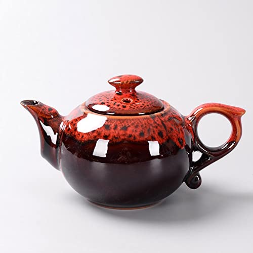 Tetera china tradicional ZAW roja con sistema de té esmaltado