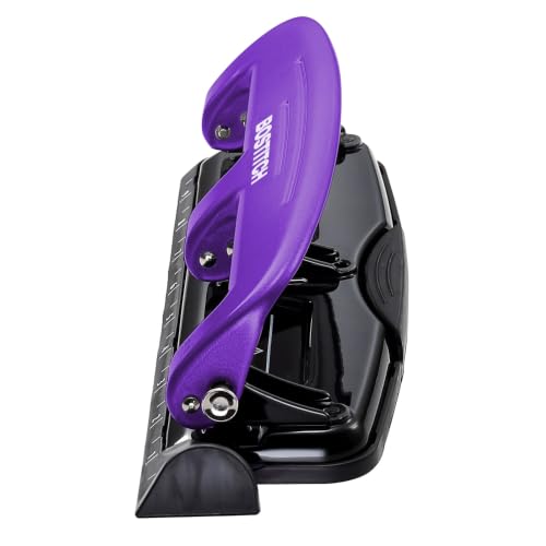 Image of Bostitch Office EZ Squeeze Reduced Effort 3-Hole Punch, 12 Sheets, Purple
