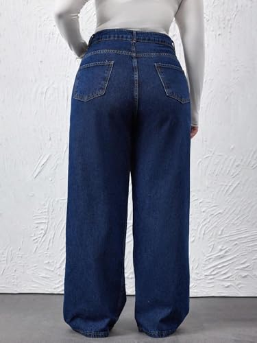 Image of KOTTY Women's Plus Size Straight Fit High Waist Wide Leg Jeans for Stylish Trendy Look