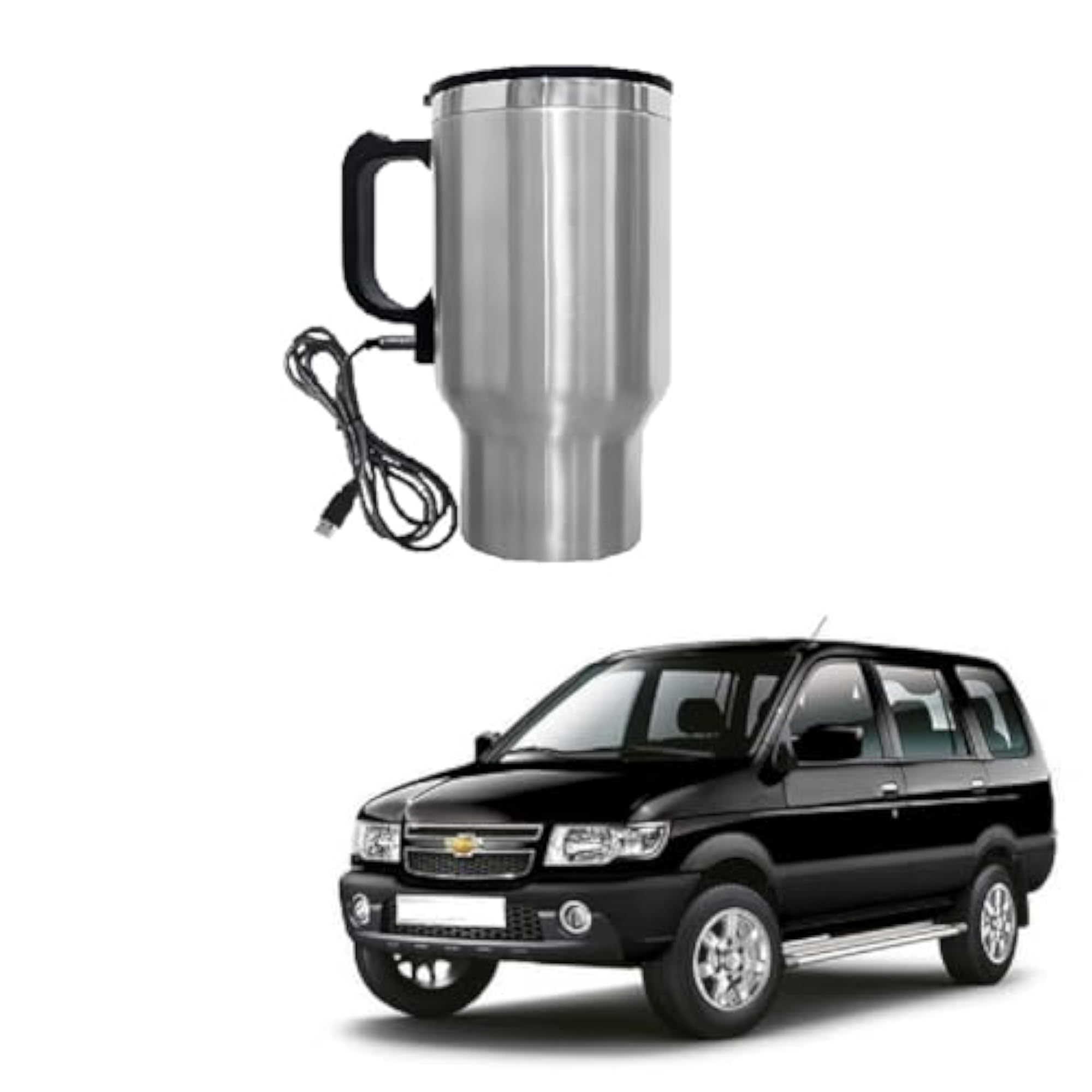 USB-Powered Stainless Steel Electric Kettle with Handle, Travel Mug