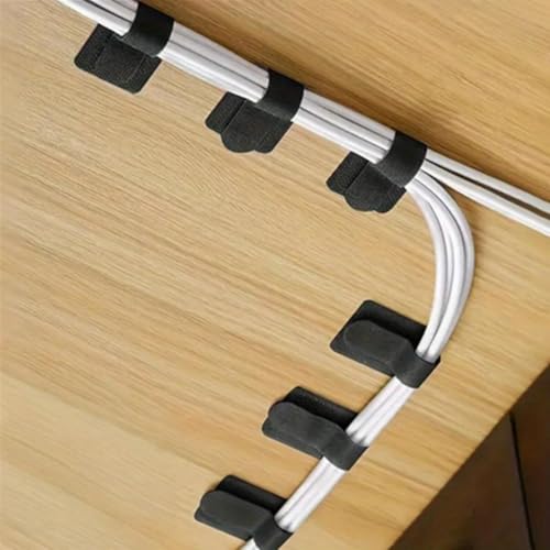10 Piezas Organizadores de Cables con Gancho y Bucle Ajustable, Correas Reutilizables para Gestión de Cables Bajo Escritorio para Hogar y Oficina miniatura 1