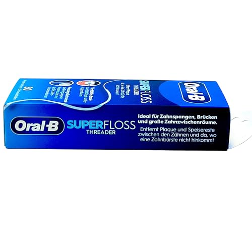 Oral B Superfloss - Hilo dental para limpiar aparatos y aparatos ortopédicos, 4 x 50 hilos precortados, color azul