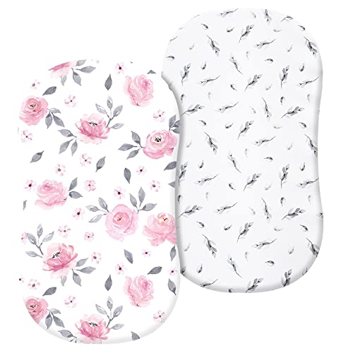 Phf 100% Cotton Bassinet Sheets 2 Pack, Soft Breathable Comfortable Cradle Sheets For Baby Girls, Premium Sheets Fits Various Cradle And Bassinet Mattress Pad, Floral Flowers #TOP15