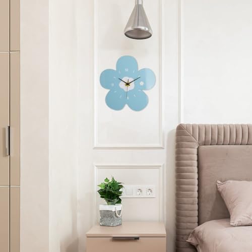 Reloj de pared con forma de flor elegante acabado metalico para salon 7