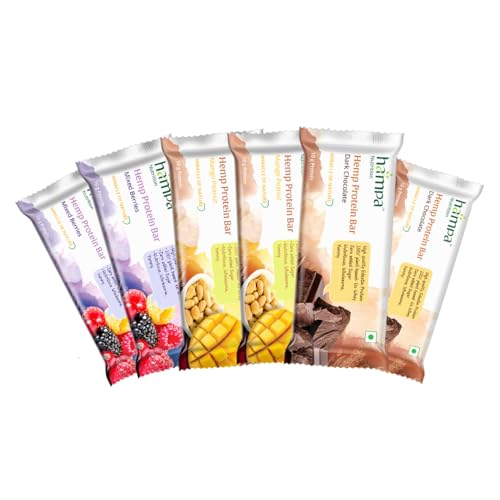 Image of Hampa Hemp protein Bar 50g | 3 Different Flavour | 10g Plant Protein | No Whey, Vegan Friendly | No Added Sugar, Sweetened with Dates | Anytime Snack with Edestine Protein | Pack of 6