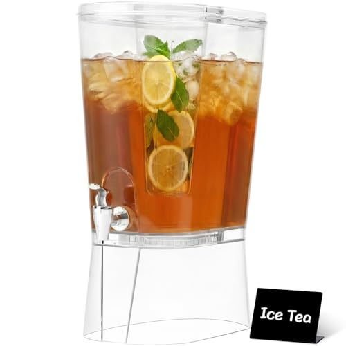 Lifewit 8l Grande Dispensador De Bebidas Con Grifo, Dispensador Bebida De Plástico Con Filtro Y Letreros Borrables, Jarra Agua Para Cócteles, Jugos, Limonada Y Té, Juego De 1