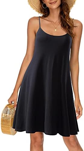 MSBASIC Women's Swim Cover Up Sleeveless Adjustable Strappy Summer Swing Dress Large Black