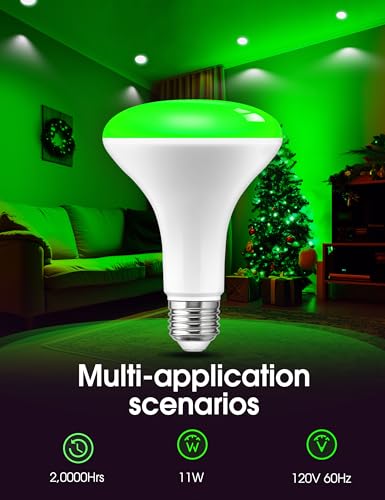Image of L LOHAS LED Christmas Green Flood Light Bulbs, Colored Can Light Bulbs E26
