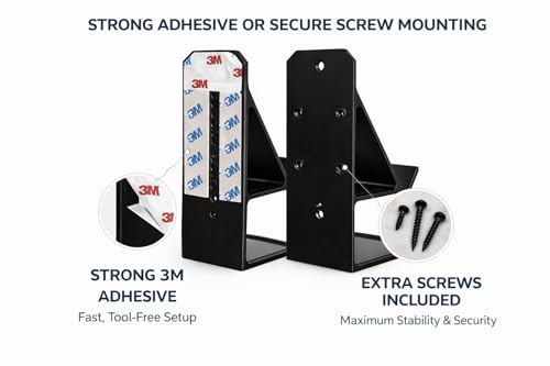 Image of Wall Mount Controller & Headset Holder (Black), Gaming Organizer with 3M Adhesive, No Drill Wall Mounted Stand for PS5 /PS4 /Xbox Controllers & Headphones (16 cm)