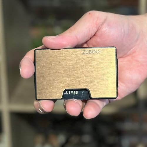 Copper-Colored RFID Wallet for Men – Slim Minimalist Metal Card Holder for Front or Back Pocket Removable Cash Clip + Cash Strap Included | Lightweight with Optional AirTag Compatibility (Dark Copper)2