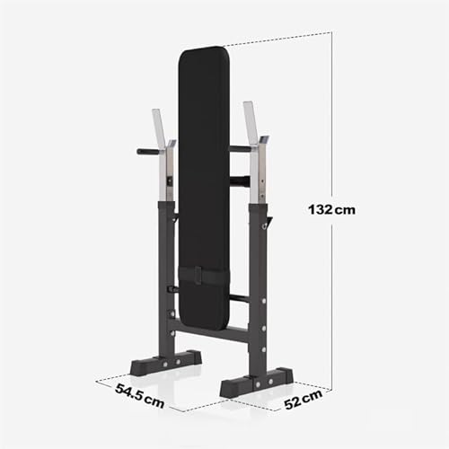 Gorilla Sports® Weight Bench With Barbell Rack - Adjustable, Foldable, Dip Station, Flat/Incline, Max 440 Lb, Heavy Duty, Black/White - Bench Press Station, Chest Workout Equipment, Home Gym Training #TOP2