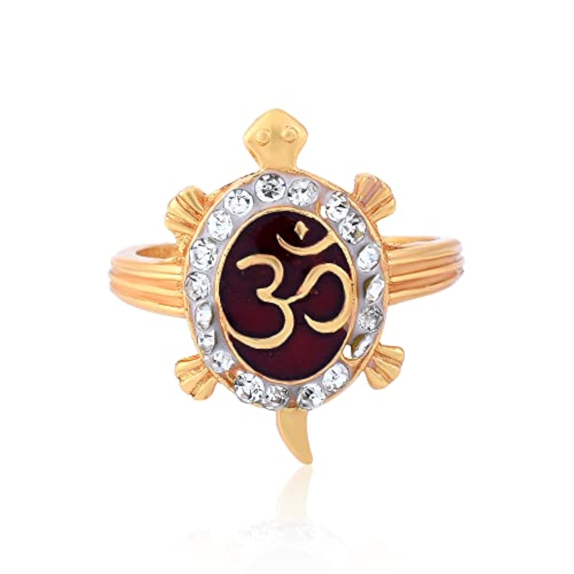 Gold Plated Brass Om Tortoise Adjustable Ring