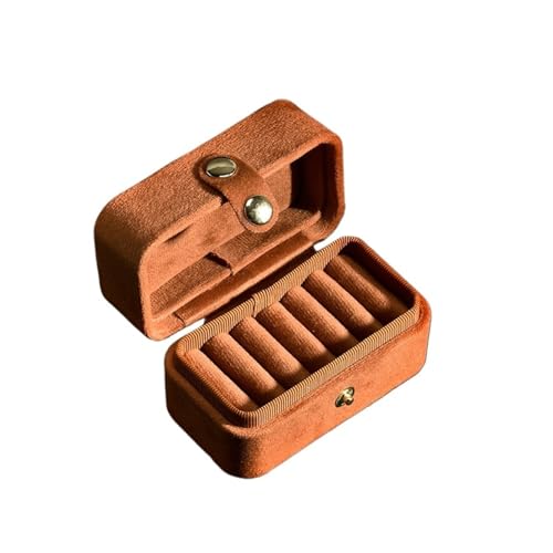 Mini Portable Travel Ornaments Box For Women Portable Velvet Storage Case Earrings Ring Jewelry Display Boxes(Orange)