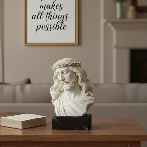 Estatua de Busto de Jesús de 8.5 pulgadas en Resina Pintada a Mano miniatura 3