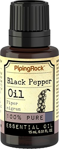Piping Rock Black Pepper 100% Pure Essential Oil 1/2 oz (15 ml) Dropper Bottle Piper Nigrum Therapeutic Grade