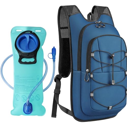 MIYCOO Hydration Backpack - Lightweight Hiking Water Backpack with 2L Water Bladder, Running Hydration Vest Backpack for Men Women, Hydration Pack for Hiking, Cycling, Climbing (Blue, 10L)