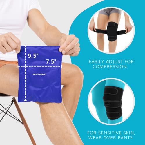 Image of BraceAbility Ice Pack for Knee - Cold and Hot Therapy Compression Gel Wrap Brace for Men and Women's Post-Surgery Support, Kneecap Swelling, Torn Meniscus, Tendonitis, OA Pain Relief (One Size)