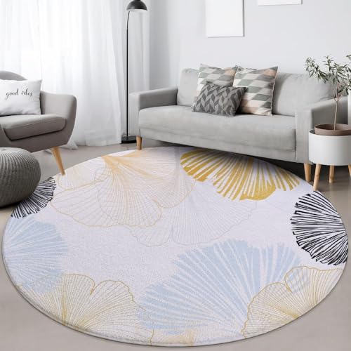 Tapis rond 3D ginkgo salon chambre canapé tapis sol antidérapant
