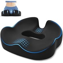 SweetSlubr Large Donut Pillow Seat Cushion for Hemorrhoid Discomfort&Tailbone Pressure, Office Chair Cushion for Long Sitting, Ergonomic Coccyx Pillow for Postpartum Pregnancy, Lifting Cushions, Black