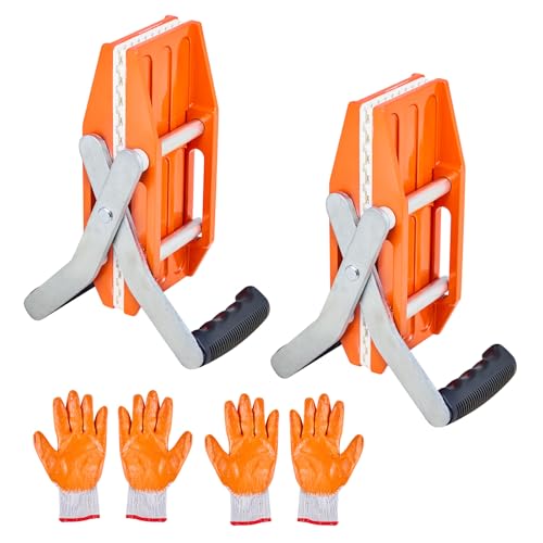 VEVOR 2 PCS Abrazaderas de Doble Mano para Transportar Piedras, Carga de 299,4 kg, Herramientas de Elevación para Paneles de Granito con Revestimiento de Goma (0-5,9 cm) para Madera Contrachapada