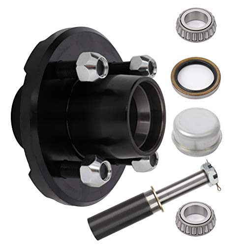 ANPART Trailer Hub Kit for 2000 lbs axle Trailer Axle Hub Wheel Bearing Kits 1 1/16 - L44649 Spindle -4 to 4 Bolt Idler Hub & 1 Round BT8 Spindle