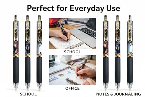 Image of Anime Gel Pen Set 4Pcs, Cute Cartoon Character Pens, 0.5mm Smooth Writing Black Or Blue Ink Pens, Kawaii Stationery Gift Set for Kids Girls Boys School Office Supplies