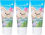 BrushBaby – Neue Applemint Baby-Zahnpasta, 3 x 50 ml – für Babys von 0–3 Jahren – mit Xylit & Fluorid – Unterstützt gesunde Zähne & Zahnfleisch – Sanft & sicher beim Verschlucken – Vegan