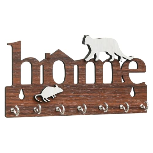 Image of Webelkart Premium Home Keys Wooden Key Holder (29 cm x 13.5 cm x 0.4 cm, Wood) 7 Hook - Decorative Items for Home Decor (Wood Color)