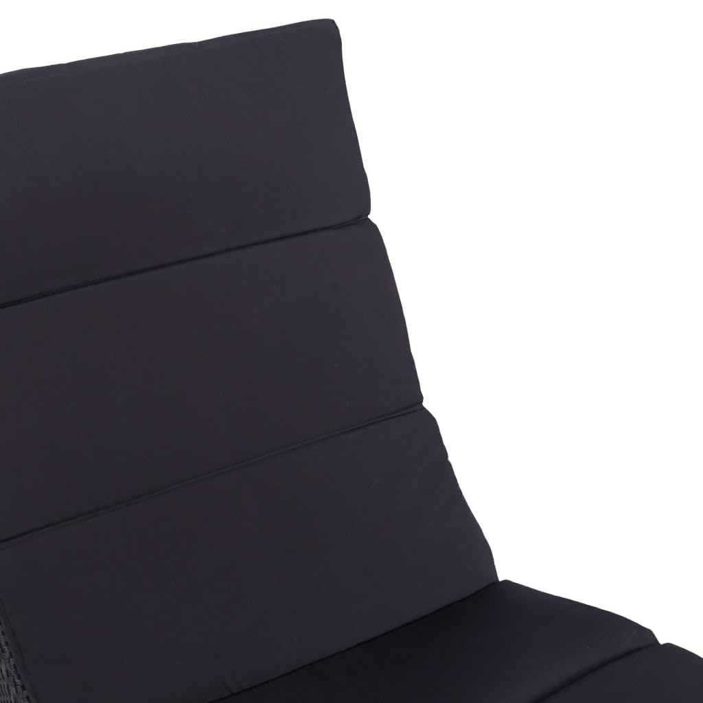 Tomostar Bain de Soleil, Chaise Longue Jardin Extérieur Transat pour Piscine avec Coussin Résine tressée Noir