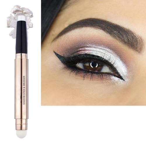 Metiplou White Eyeshadow Stick eyeliner pencil Eye Makeup Cream Shimmer Smooth Glitter Dark Light Matte Single Crayon Primer Palette Hypoallergenic Natural Waterproof Long Lasting Eyeshadow 01