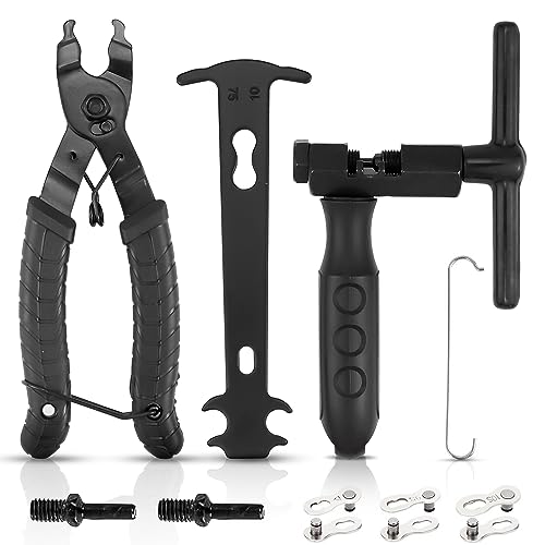FAELNK Tronchacadenas Bicicleta Kit Tronchacadenas Bicicleta Alicates de Enlace de Bicicleta+Cortador de Divisor de Cadena+Removedor de Remaches para 5/6/7/8/9/10/11/12 Cadenas de Velocidad