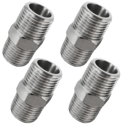 Image of Beduan 1 /2 inch Male to 1 /2 inchMale NPT Hex Nipple Stainless Steel Pipe Fitting (Pack of 4)