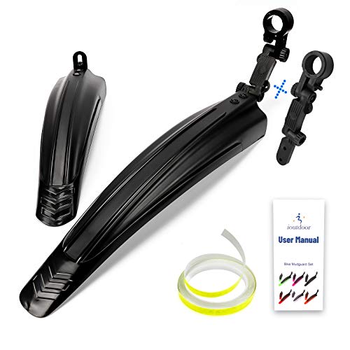 ioutdoor Fahrrad-Schutzblech-Set mit 8 m reflektierendem Klebeband, Fahrrad-Schutzblech-Set verstellbar, Fahrrad-Schutzblech vorne und hinten, passend für 50.8 cm, Rennrad, Radfahren (schwarz) Cover