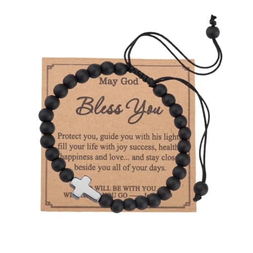 God Bracelet Men Christian Birthday Gifts for Dads Grandson Son Religious Gift to Men Teen Boys Cross Bracelet Gifts for Husband Boyfriend Faith Based Gift Bracelets