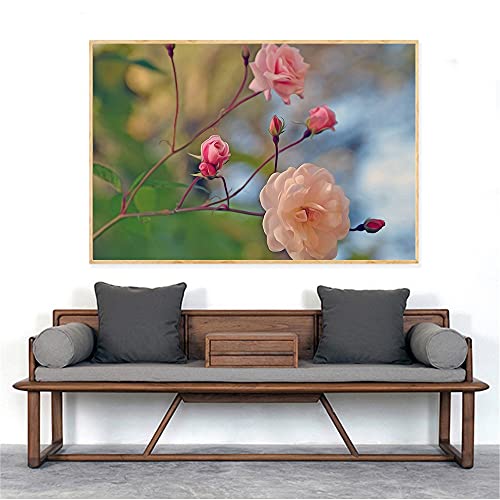 Peinture diamant 5d complet strass pleins motif fleurs roses canevas 40x80 - 2