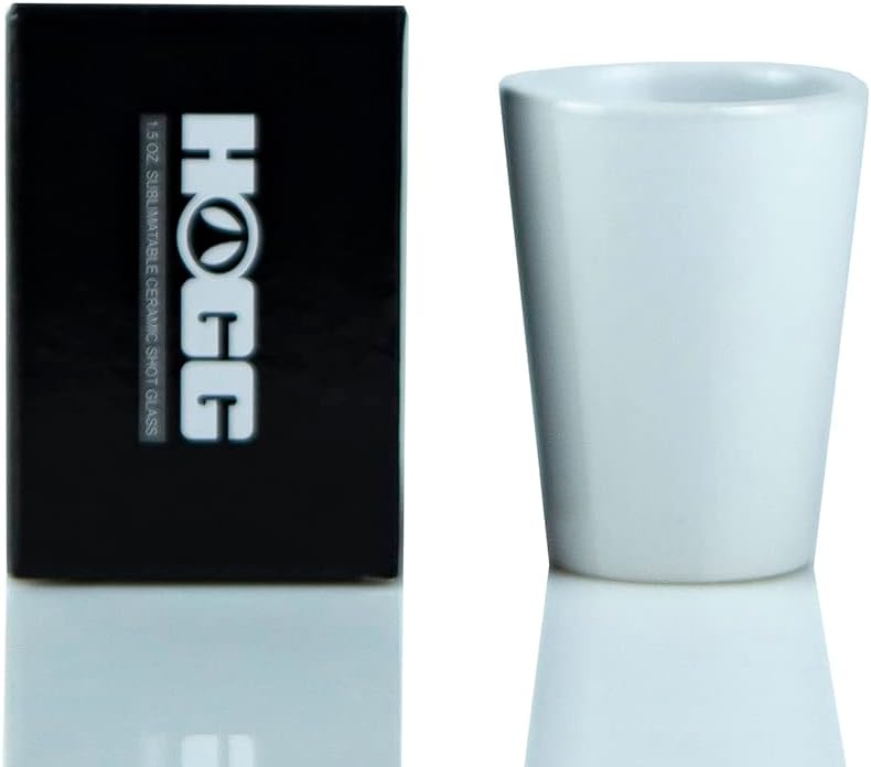 Hogg 1.5oz Sublimatable Ceramic Shot Glass Small Case (12 Pack) DIY, Customizable, Add Logo, Vinyl, Alcohol Ink, or Glitter & Epoxy To Any Cup. Bulk/Wholesale Sublimation Tumblers