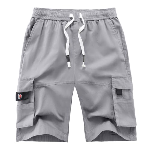 APTRO Men's Cargo Shorts Drawstring Casual Cotton Big & Tall Work Shorts Light Gray 5X