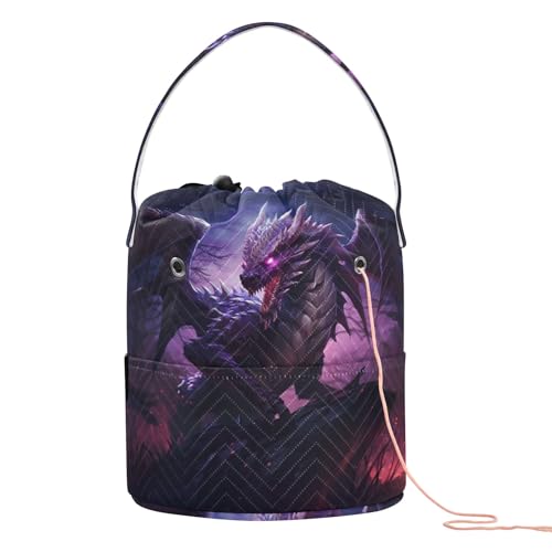 Image of Yarn Storage Bag Small Crochet Bag Knitting Bag Organizer Dragon Pterosaur Yarn Bags for Crocheting Basket