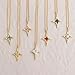 Sonateomber Gold Star Pendant Necklaces for Women Sparkly Blue Topaz Rhinestone Birthstone Lucky Four-point Stars Dangle Necklaces Prom Fashion Birthday Jewelry Gift