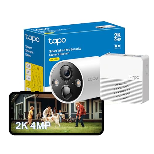 Tapo 2K QHD Wireless Outdoor Security Camera, 1-Cam with Hub included, 180-Day Rechargeable Battery, 4MP, Colour Night Vision, AI Detection, SD Storage, Works with Alexa & Google C420S1 2K Q