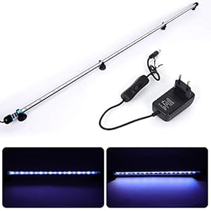 MLJ Acuario LED Iluminación, Iluminación LED para Acuarios Plantados Lámpara LED para Peceras Resistente al Agua Luz para (Deutschland Lagerhaus) (112cm, Blanco y Azul)