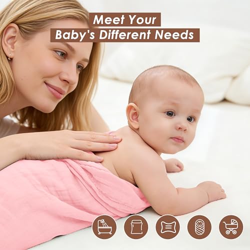 Image of Ease Cubs 3-Pack Muslin Hooded Baby Towels, 100% Cotton, Ultra-Soft & Absorbent Baby Bath Towels with Hood for Babies, Infant, Toddler and Newbron (Pink and Sakura Series,32 inch x 32 inch)