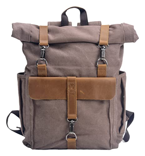 Men's Canvas Backpack Retro Multipurpose Design Handbag Large Capacity Shoulder School Bag for Travel Camping Hiking