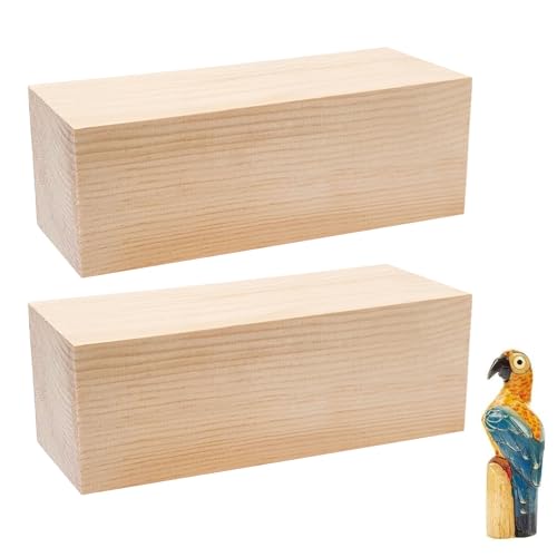 YUNXCNA - Lot de 2 blocs de bois de tilleul à sculpter, 20 x 7,5 x 7,5 cm, pour sculpture, blocs de bois de tilleul, non traités, pour sculpture artisanale
