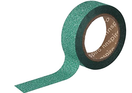 Cinta masking tape purpurina verde 15mm.x6,5m. Serie Glitter