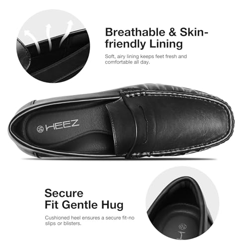 Image of HEEZ Men's Loafers Slip On Dress Shoes Penny Loafers Leather Casual Driving Boat Shoes for Men
