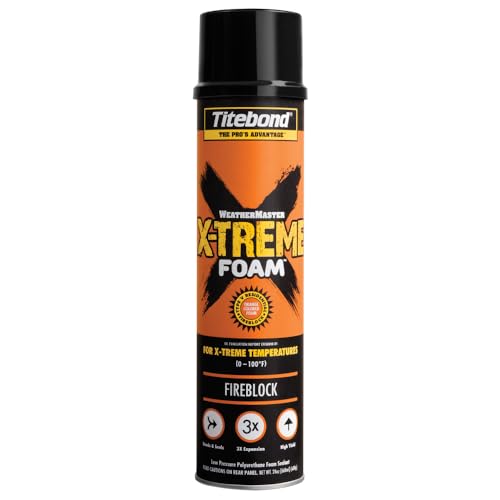 Image of Titebond X-TREME Fireblock Foam Sealant 24 Oz. - Blocks Smoke & Flames, Moisture-Cured Polyurethane for Type V Residential Construction, Bright Orange for Inspection - 8542