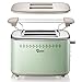 Toaster 2-Slice Stainless Steel Toasters with 2 Extra Wide Slots 6 Browning Dials and Removable Crumb Tray Warming Rack for Breakfast Bread Muffins Ovens Mint Green Retro Toasters