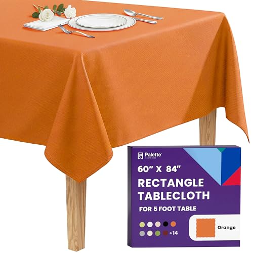 Image of Gee Di Moda Rectangle Tablecloth - 60 x 84 Inch Orange Table Cloth for 5 Foot Rectangle Tables - Heavy Duty Washable Fabric - for Holiday Party, Dinner, Weddings, Baby Shower & Events