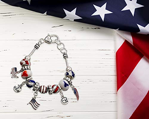 Lola Bella Gifts USA American Flag Patriotic Charm Bracelet with Gift Box - Image 5
